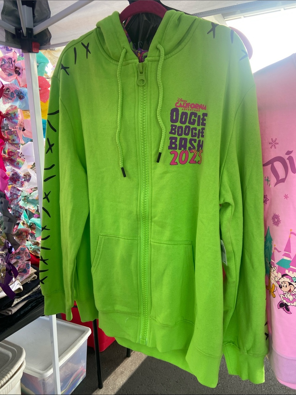 Oogie Boogie Bash 2025 unisex Zip-Up Hoodie - Lime Green-Disney California